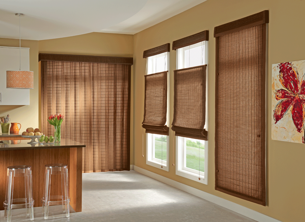 Standard Roman Style Natural Shades with Corded Bottom Up/Top Down in Escape, Island 25602 and Privacy Liner